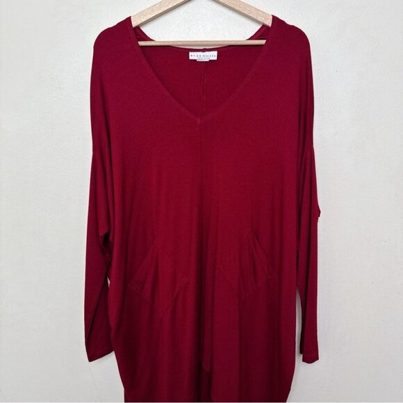 Bryn Walker Womens Small Oversized Asymmetrical Vneck Pocket Tunic Dress - Picture 5 of 14